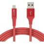 AmazonBasics Double Braided Nylon Lightning to USB Cable, Advanced Collection, MFi Certified Apple iPhone Charger, Red, 10 Foot