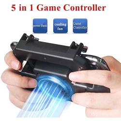 Mobile Game Controller with Portable Charger & Cooling Fan - Compatible with PUBG, COD, Fortnite, Shooting Games - Sensitive Buttons Shooter Handgrip - L1R1 Trigger Gamepad Remote for 4-6.5" Phone