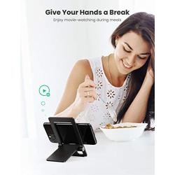 UGREEN Cell Phone Stand for Desk Adjustable Phone Holder Dock Compatible for iPhone 11 Pro Max XS XR 8 Plus 6 7 6S Smartphone, Foldable and Portable (Black)