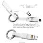 Keychain Charger Magnetic Portable Charging Cable 3 in 1 Multi Short Small Fast Charging Cord Compatible All Smartphones Smart Device (White)