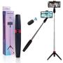 Bluetooth Selfie Stick Tripod with Screw Mount,Selfie Stick with Wireless Remote for iPhone 11/X/XS/8/7 Plus, Samsung Galaxy S9/S9 Plus/S8/S8 Plus/Note8, GoPro, Selfie Light and More (Black)