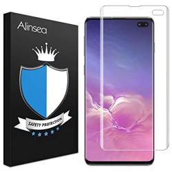 Alinsea Screen Protector Compatible for S10 Plus/+ Tempered Glass [Full Adhesive] [Fingerprint Sensor Compatible] [3D Glass] [Case Friendly] 9H Glass Screen Protector for Samsung Galaxy S10 Plus/+