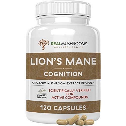 Lions Mane Mushroom Cognition Capsules 120 Caps each, Organic Lions Mane Mushroom Powder Extract Capsules Brain Supplement, 60Day Supply Organic Mushroom Supplement Brain Vitamins Focus Supplement