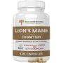 Lions Mane Mushroom Cognition Capsules 120 Caps each, Organic Lions Mane Mushroom Powder Extract Capsules Brain Supplement, 60Day Supply Organic Mushroom Supplement Brain Vitamins Focus Supplement