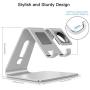 Apple Watch Stand, OMOTON 2 in 1 Universal Desktop Stand Holder for iPhone and Apple Watch Series 5/4/3/2/1 (Both 38mm/40mm/42mm/44mm) (Silver)