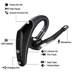 Bluetooth Headset, HOMOGO V5.0 Hands-Free Wireless Earpiece for Cell Phones, Bluetooth Earpiece Work for Business/Office/Driving (Gray)