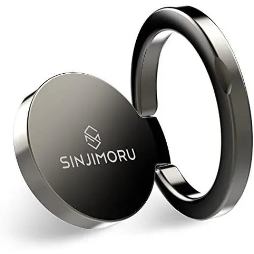 Sinjimoru Phone Ring Holder & Finger Ring Stand 360° Rotation, Phone Grip Kickstand for iPhone Attachable to Magnetic Car Mount Finger Loop for Cell Phone. Ringo Mini Metallic Black Sinjimoru Phone Ring Holder & Finger Ring Stand 360° Rotation, Phone Grip Kickstand for iPhone Attachable to Magnetic Car Mount Finger Loop for Cell Phone. Ringo Mini Metallic Black