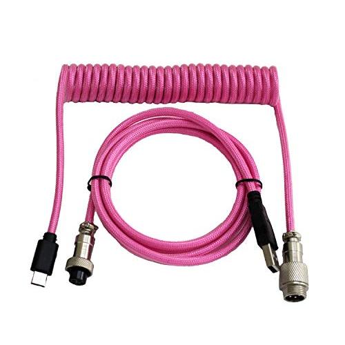 Tez Cables Z-Series Custom Coiled Aviator USB-C Keyboard Cable (Pink)