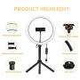 LED Selfie Ring Light,10" Desktop Ring Light,Selfie Lamp with Phone Stand and Tripod,3 Modes&10Brightness Levels,with Bluetooth Remote Control for YouTube TikTok Live Streaming,Video Shoot,Selfie
