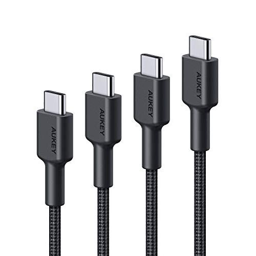 AUKEY USB C to C Cable 60W 4-Pack (1ft, 3.3ft, 6.6ft, 10ft) Braided Nylon Fast Charging Cable for Samsung Galaxy Note10 / S20 / S10 / S9, Google Pixel 4/3, LG V30 / V20 / G6 and Nintendo Switch