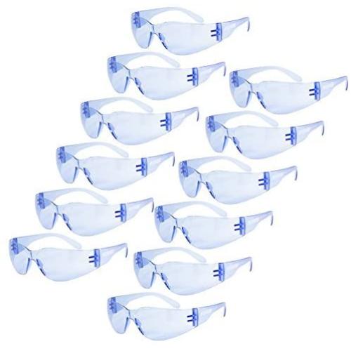 JORESTECH Eyewear Protective Safety Glasses, Polycarbonate Impact Resistant Lens Pack of 12 (Blue)
