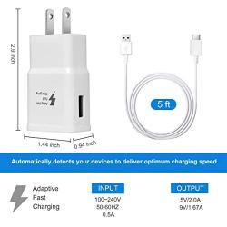 Samsung Fast Charger,Hzrfun USB Wall Charger Adaptive Fast Charger Kit Type C Compatible with Samsung Galaxy S10/S9/S8 Plus/S10E,Type-C Charging Kit Includes 2 Charging Adapter & 2 Type-C Cable White