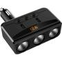 Car Charger with Dual USB, 3 Cigarette Lighter Sockets,Adapter with Voltmeter Monitor fit for 12V,24V Car,Compatible for iPhone,LG,HTC,Samsung,BlackBerry and More