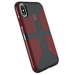 Speck Products CandyShell Grip Cell Phone Case for iPhone XS/iPhone X - Charcoal Grey/Dark Poppy Red