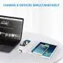 Multiple USB Charger, 8-Port Desktop Charging Station Hub with Quick Charge 3.0 USB Port, Type C Port and LCD Display, Compatible with iOS & Android Devices (iPhone, iPad, Huawei, Samsung Galaxy)