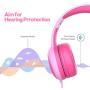 gorsun Kids Headphones with Limited Volume, Children Headphone Over Ear, Kids Headphones for Boys and Girls, Wired Headset for Children-Pink