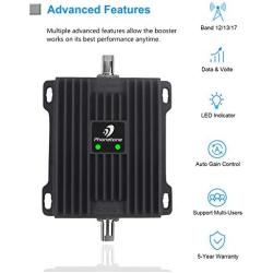 Cell Phone Signal Booster for Car, RV and Truck - Enhance 4G Data and Volte for Verizon, AT&T and T-Mobile - Dual 700MHz Band 12/13/17 Cellular Repeater Antenna Kit for Vehicle