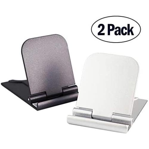 Cell Phone Stand, 2Pack Cellphone Holder for Desk Lightweight Portable Foldable Tablet Stands Desktop Dock Cradle for iPhone Android Smartphone iPad Office Supplies Accessories Gray Silver