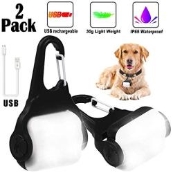 Derlights Dog Light with USB Rechargeable,Clip-On Dog Collar Light, IP65 Waterproof Led Safety Emergency Dog Lights for Night Walking Running Cats Pet Camping or Bike, 2 Pack