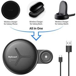 Nalwort 3 in 1 Wireless Charger Compatible for Samsung Galaxy Phones Watches and Buds Fast Wireless Charging Pad for Galaxy Watch Active 2/1, Galaxy Buds, Galaxy S20/S10 Note 10/9 and More(Magnetic)