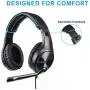 LETTON Stereo Gaming Headset for Xbox One, PS4, PC, Over Ear Headphones with Noise Cancelling Mic, Volume Controller, Bass Surround, Soft Memory Earmuffs for Computer Laptop Mac