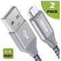 Micro USB Cable Android, BrexLink Micro USB to USB 2.0 Cable (2-Pack, 6.6 Feet) Nylon Braided Sync and Fast Charging Cable for Samsung, Kindle, Android Smartphones, Galaxy S7 Edge, Moto G5, PS4 (Grey)