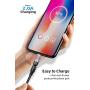 Magnetic Charging Cable [3pk 3ft/6ft/6ft] ModTech 3 in 1 Magnetic 360 Rotating Charging Cable - Nylon Braided Magnetic Charger - Compatible Micro USB - Typce C - iProducts (Black 2A/3pck)