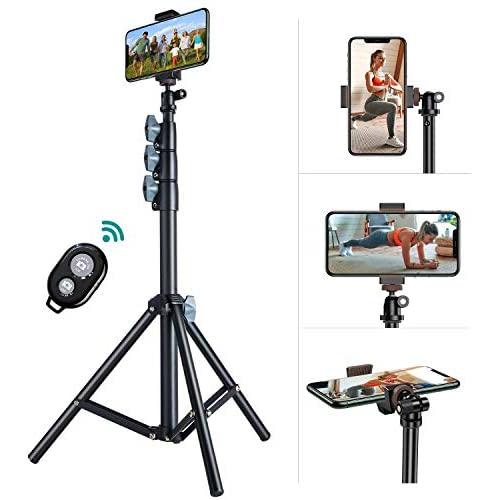 60 Phone Tripod, VICSEED Selfie Stick Tripod for iPhone & Android Phone Bluetooth Remote, Heavy Duty Tripod Stand for Cell Phone and Camera with 360° Tripod Head and Portable Bag