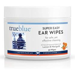 TrueBlue Lemon & Marigold Super Easy Dog Ear Wipes – Pre-Moistened Puppy Pads for Ear Cleaning – Cleansing Ear Wipe for Dogs, Puppies – Non-Toxic, All-Natural – 50 Count