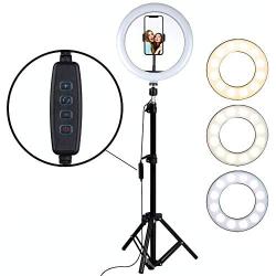 Aduro U-Stream 10" Selfie Ring Light with Phone Tripod Stand (18” to 52" Adjustable Height) Holder, Social Media Influencer Live-Streaming Phone Mount and Light Kit