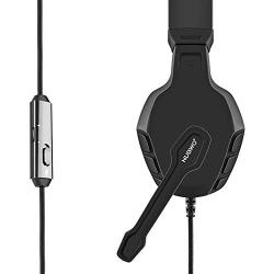 NUBWO U3 3.5mm Gaming Headset for PC, PS4, Laptop, Xbox One, Mac, iPad, Nintendo Switch Games, Computer Game Gamer Over Ear Flexible Microphone Volume Control with Mic - Black