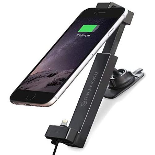 Sinjimoru iPhone Car Charging Mount, Dashboard Car Phone Holder for Apple iPhone 11 and All iPhone Series, Including iPhone Charging Cable. Sinji Car Kit, iPhone Package