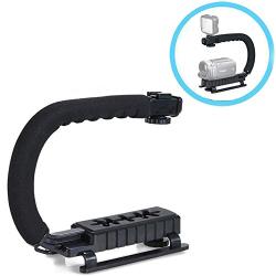 Walway C Shape Handle Grip Stabilizer Low Position Shooting System with Hot-Shoe Mount for GoPro DSLR Camera Camcorder