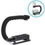Walway C Shape Handle Grip Stabilizer Low Position Shooting System with Hot-Shoe Mount for GoPro DSLR Camera Camcorder