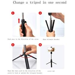 Without Battery It Tripod Selfie Stick Does not disassemble All-in-one Mobile Phone Horizontal and Vertical Shooting Universal Bluetooth Selfie Beauty Shot Artifact (Black)