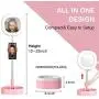 CameCosy Selfie LED Light with Tripod Stand +Foldable Beauty Mirror+Cell Phone Holder, Adjustable Brightness Fill Light for Makeup/Camera Video/YouTube, Compatible with iPhone/Android.-Pink CameCosy Selfie LED Light with Tripod Stand +Foldable Beauty Mirror+Cell Phone Holder, Adjustable Brightness Fill Light for Makeup/Camera Video/YouTube, Compatible with iPhone/Android.-Pink