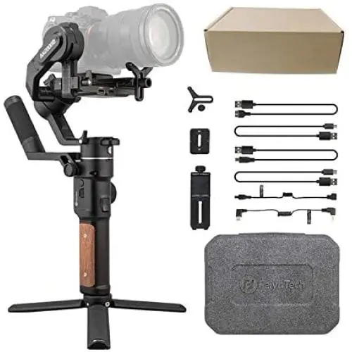 Feiyu AK2000S 3-Axis Handheld Gimbal Stabilizer for Mirrorless and DSLR Sony Canon Panasonic Nikon Fuji Cameras with Microphone & Tripod Max Payload Updates to 2.2 kg