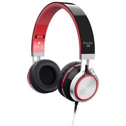 Elecder i39 Headphones with Microphone Foldable Lightweight Adjustable On Ear Headsets with 3.5mm Jack for iPad Cellphones Computer MP3/4 Kindle Airplane School Red/Black