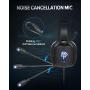EasySMX Gaming Headset for Xbox One S, X, PS4, PC with Soft Breathing Earmuffs, Adjustable Mic, Comfortable Mute & LED Lights, Xbox Headset for Laptop, Nintendo Switch (Blue)