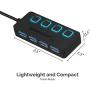 Sabrent 4-Port USB 3.0 Data Hub with Individual LED Power Switches | 2 Ft Cable | Slim & Portable | for Mac & PC (HB-UM43)