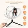 10.2’’ LED Ring Light with Tripod Stand & Phone Holder,Yoozon Dimmable Ring Light Kit with 3 Light Modes & 10 Brightness for TikTok Youtube Vlog Video Shooting,Makeup,Selfie,Photography,Live Streaming