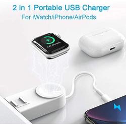 iWatch Charger Compatible with iPhone Charger,2 in 1 Portable Wireless Adjustable Magnetic USB Watch Charger Compatible for Apple Watch Series 5/4/3/2/1 & iPhone 11/11 Pro/XR/XS/XS Max/X/8/Airpods