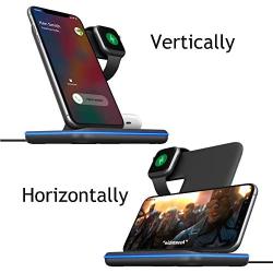 MiromTec/Upgraded/Qi All Wireless Charging Stand, Station for Apple Watch 5 4 3 2, Airpods, iPhone All Qi Enabled Phones (with AC Adapter)