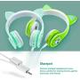 WOICE Bluetooth Headphones, Cat Ear LED Light Up Wireless Foldable Headphones Over Ear with Mic, Music Sharing Function and 85db Limited for iPhone/iPad/Smartphones/Laptop/PC(Mint)
