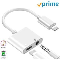 Headphone Adapter for iPhone 11 pro 3.5mm Jack Car Charger AUX Converter Splitter Charge & Audio Adapters Cables 2 in 1 for iPhone 11/11 Pro/8/8Plus/7/7Plus/X/10/Xs/Xs Max Dongle Earphone Adaptor