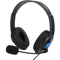 CiCiglow Wired Gaming Chat Headset with Noise-Cancellation Microphone, 3.5mm ABS Lightweight Computer Mobile Phone Over Ear Headphone for PS4(Blue)