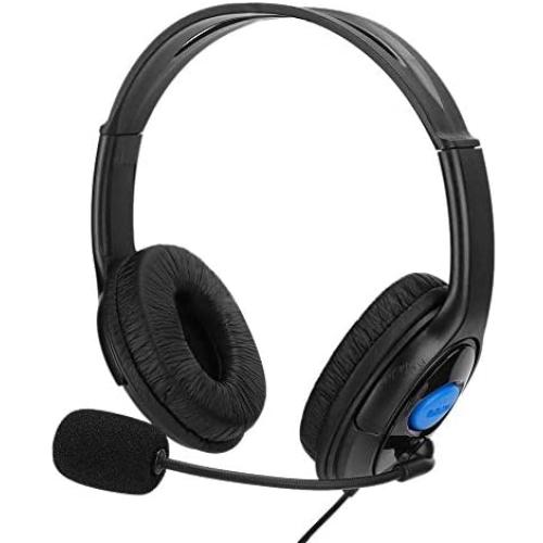 CiCiglow Wired Gaming Chat Headset with Noise-Cancellation Microphone, 3.5mm ABS Lightweight Computer Mobile Phone Over Ear Headphone for PS4(Blue)