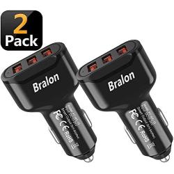 USB Car Charger[2-Pack],Bralon 24W/4.8A 3-Port Fast Car Charger Smart Phone Car Charger Compatible with iPhone 11/11 Pro(Max)/XS(Max)/X/8 7 6 S Plus,Galaxy Note S10 S9 S8 S7 S6,iPad,Mp3&More