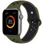 SMEECO Compatible with Apple Watch Replacement Band 44mm 42mm Sport Breathable Silicone Wrist Straps Compatible with iWatch Series 5/4/3/2/1(Olive Green/Black,Large)