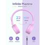 iClever BTH03 Kids Wireless Headphones, Colorful LED Lights Kids Headphones with MIC, 25H Playtime, Stereo Sound, Bluetooth 5.0, Foldable, Childrens Headphones on Ear for Study Tablet Airplane, Pink